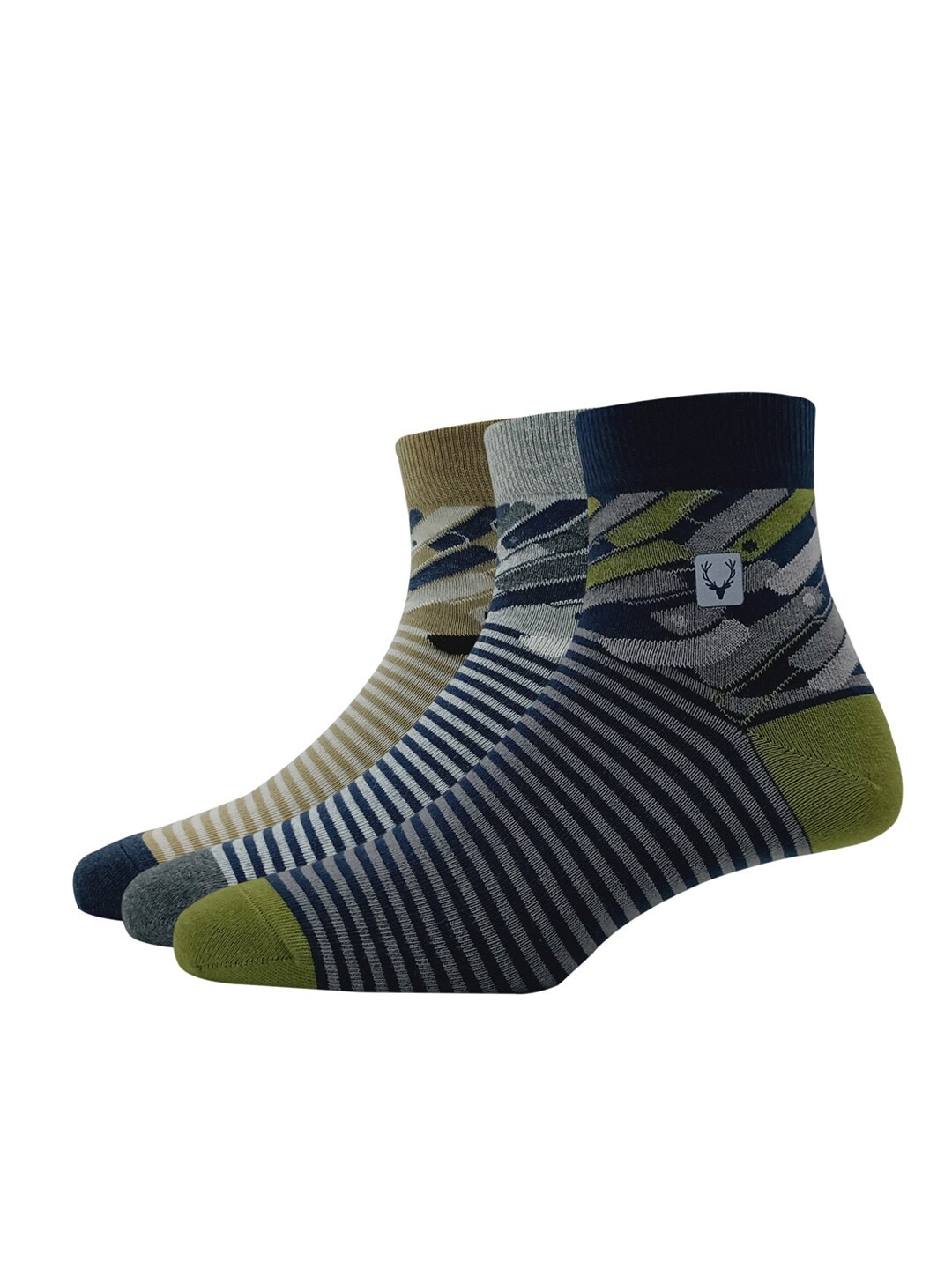 

Allen Solly Men Pack Of 3 Striped Above Ankle Length Socks, Beige