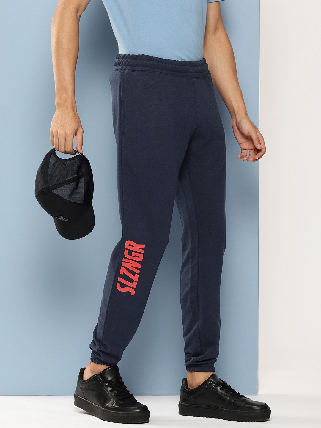 

Slazenger Men Brand Logo Printed Terry Sports Joggers, Navy blue
