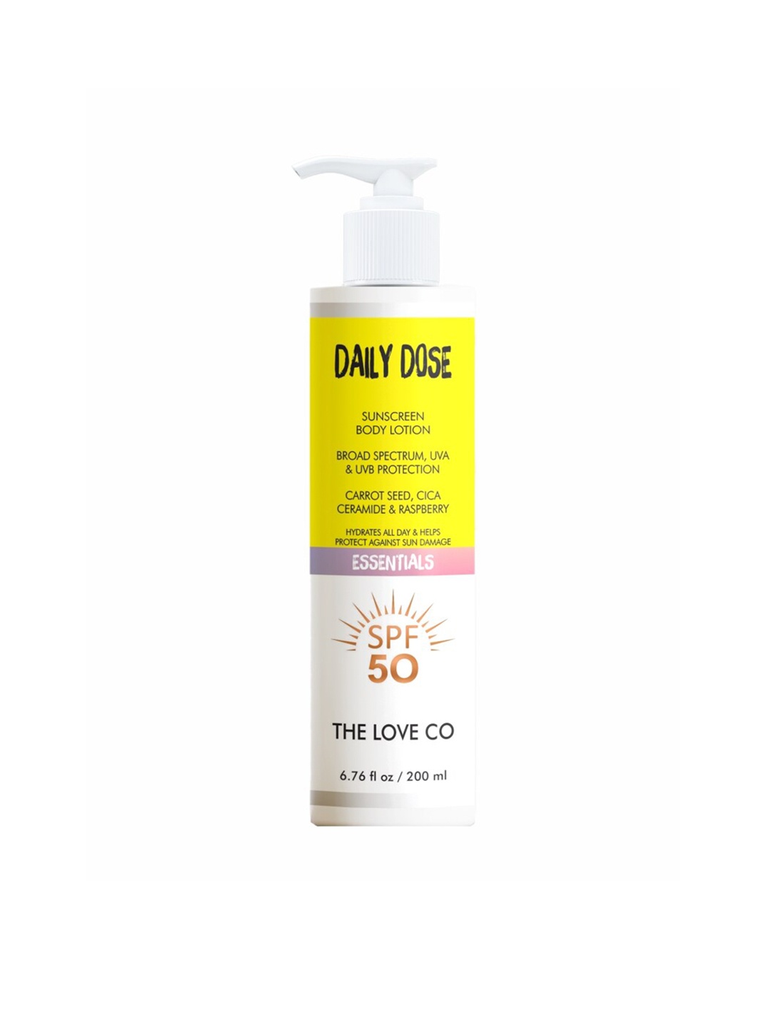 

The Love Co Daily Dose SPF 50 Sunscreen Lotion Enriched With Carrot Seed & Cica-200ml, White