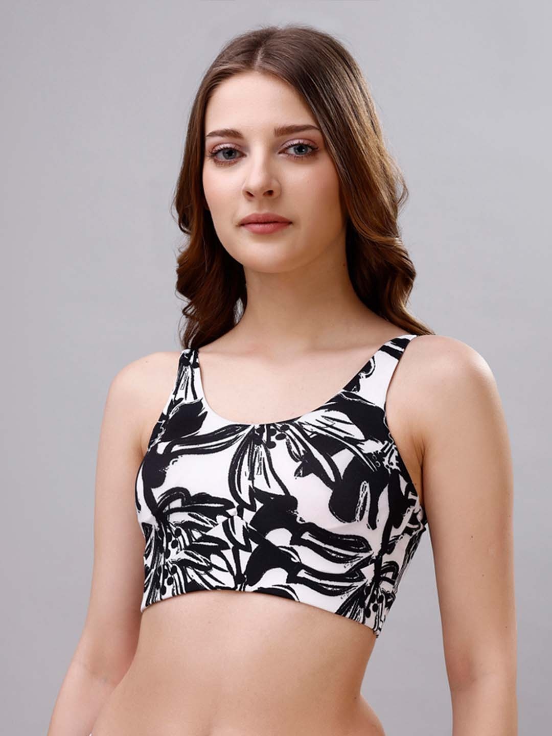 

Soie Abstract Full Coverage Removable Padding Beginners Bra With All Day Comfort, White