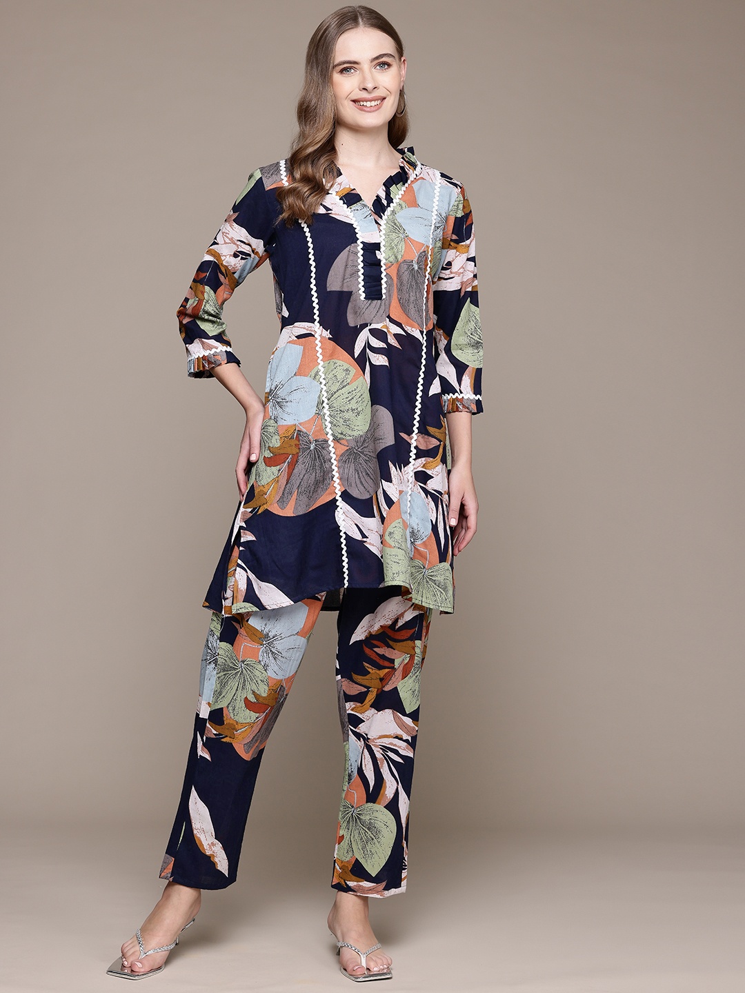 Readiprint Pure Cotton Printed Kurta & Trouser Co-ord Set, Multi