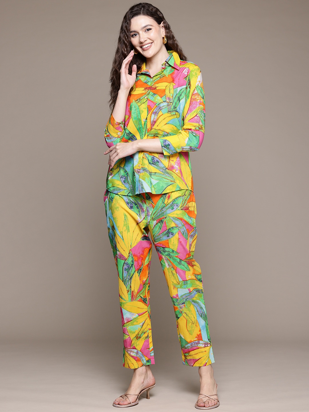 Readiprint Pure Cotton Ethnic Printed Shirt & Trouser Co-ord Set, Multi