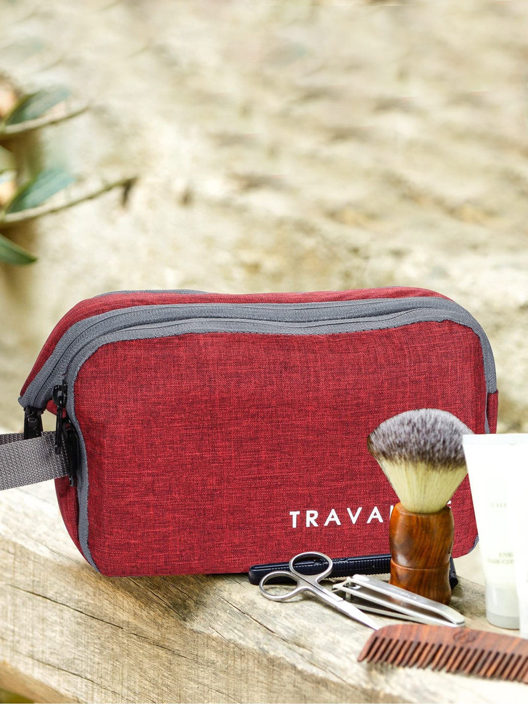 

TRAVALATE Colourblocked Cosmetic Pouch Travel, Red