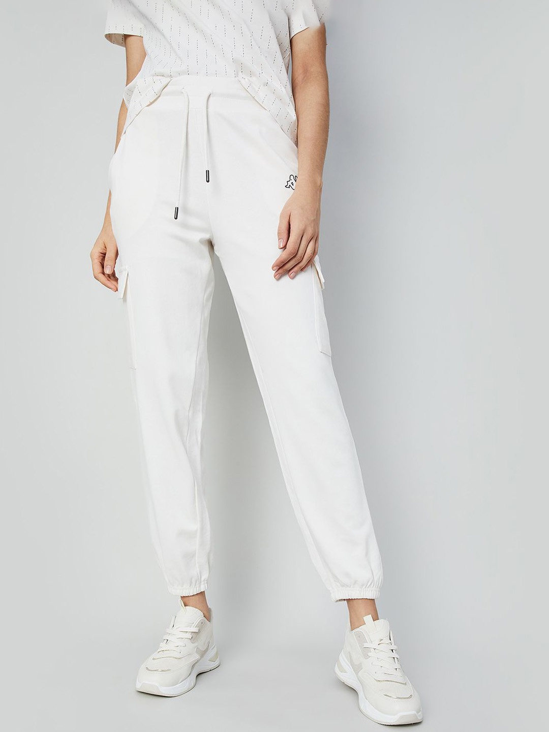 

Kappa Women Mid-Rise Cargo Joggers, Off white