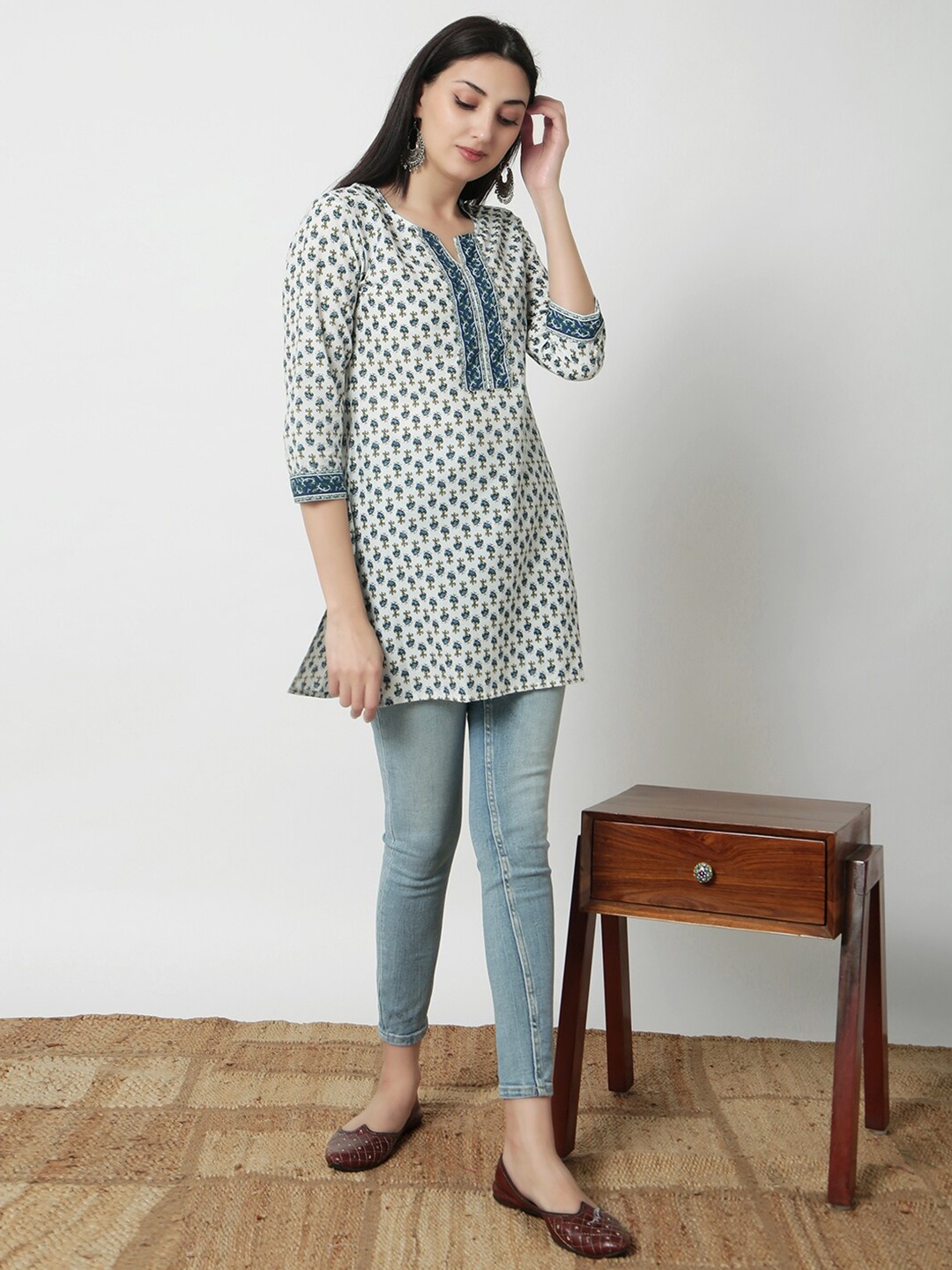 

JANAKDULARI CREATION Polka Dot Print Cotton Top, Blue