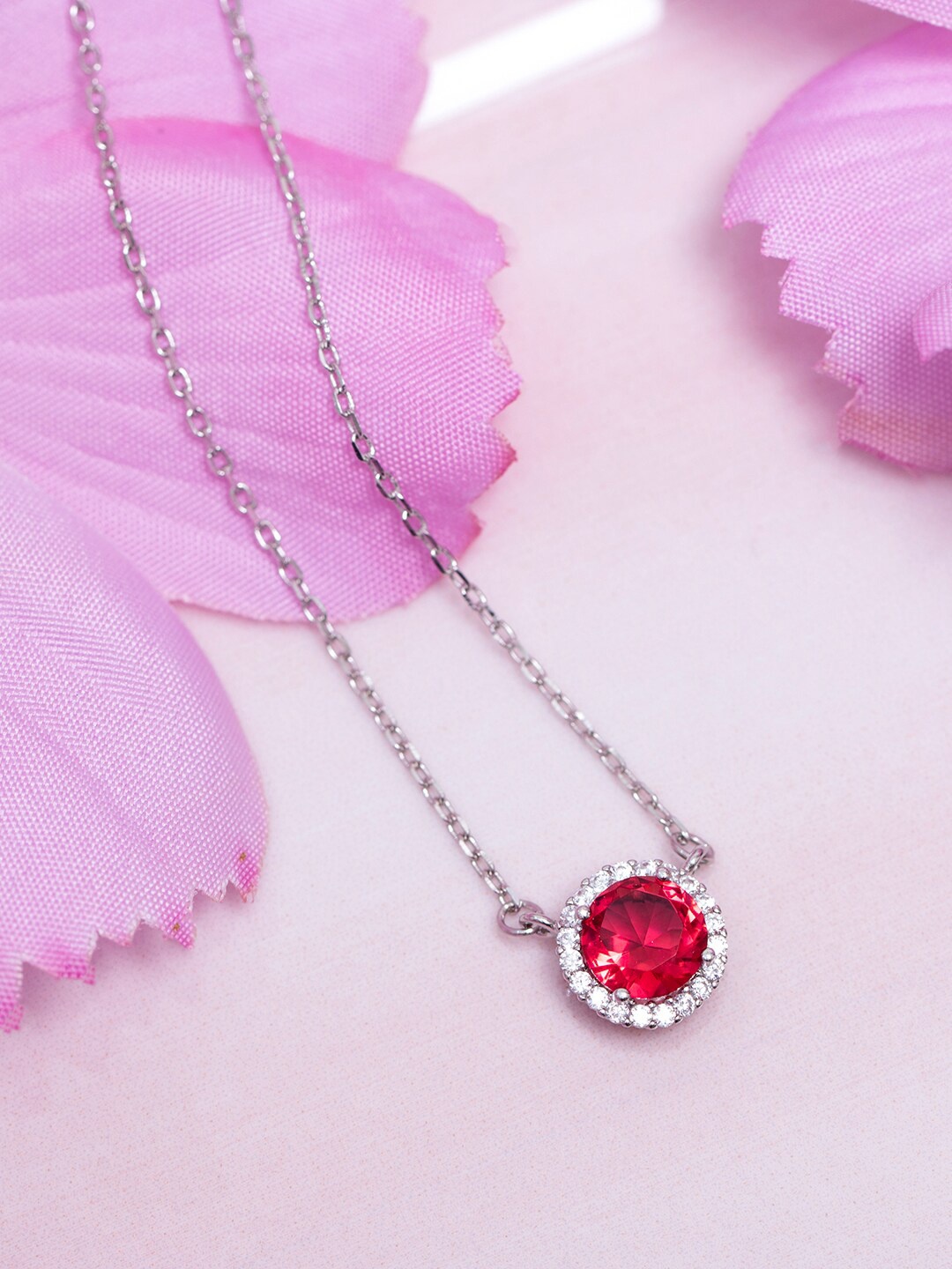 

Zavya 925 Sterling Silver Rhodium-Plated Cubic Zirconia Studded Necklace