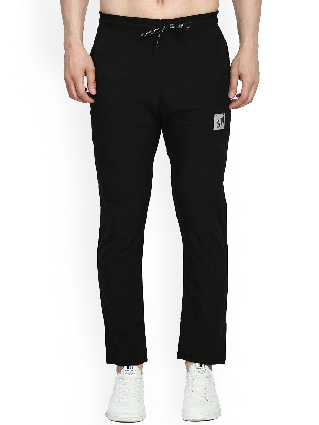 

SMSHOPMORE Men Side Striped Track Pants, Black