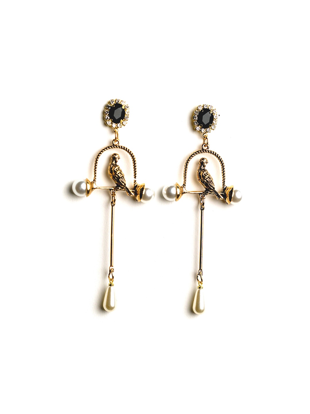 

Theater Contemporary Rhinestone Drop Earrings, Gold