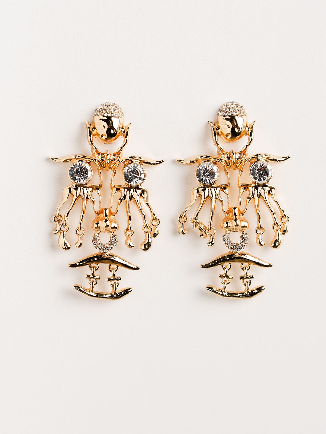 

Theater Contemporary Rhinestone Drop Earrings, Gold