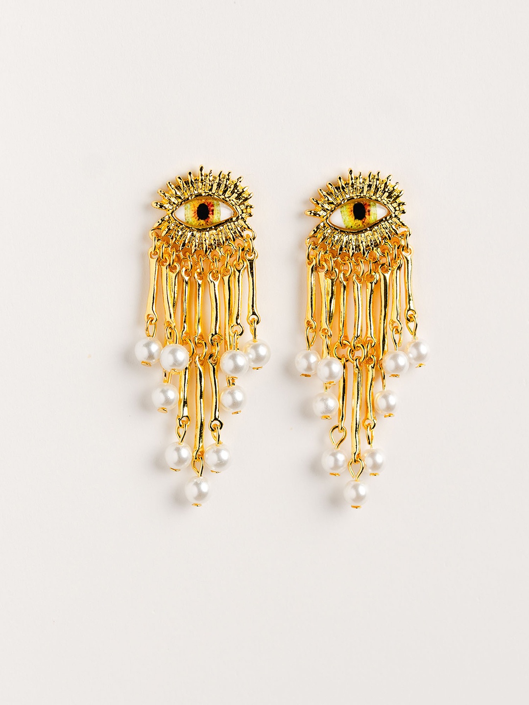 

Theater Contemporary Rhinestone Drop Earrings, Gold