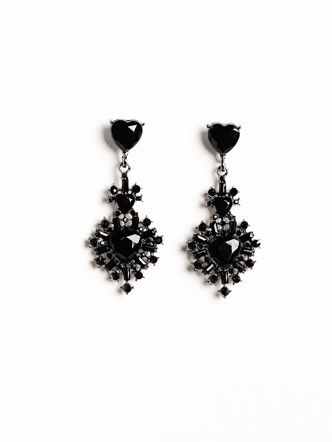 

Theater Contemporary Rhinestone Drop Earrings, Black
