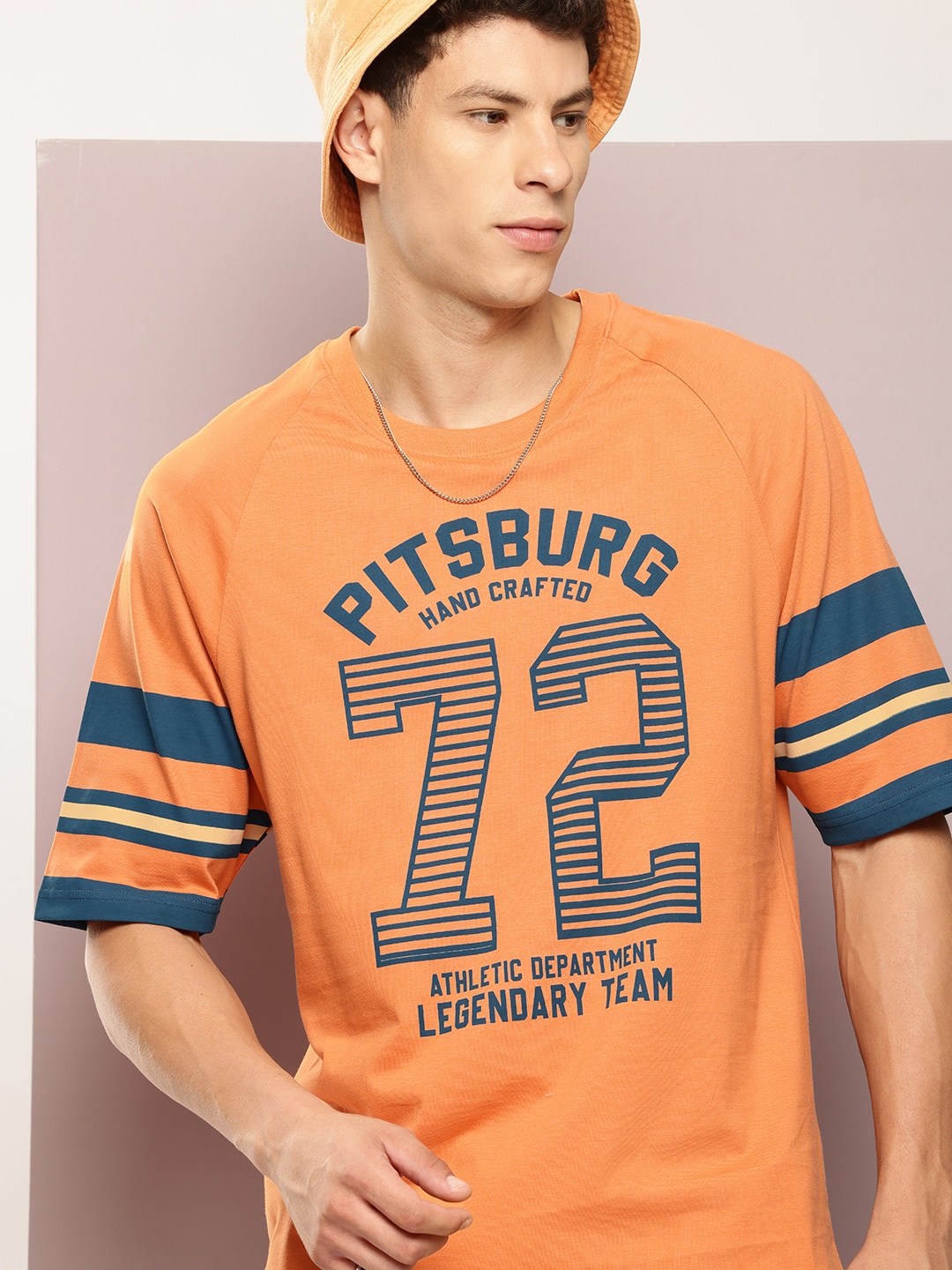 

DILLINGER Men Typography Printed Oversized T-shirt, Brown