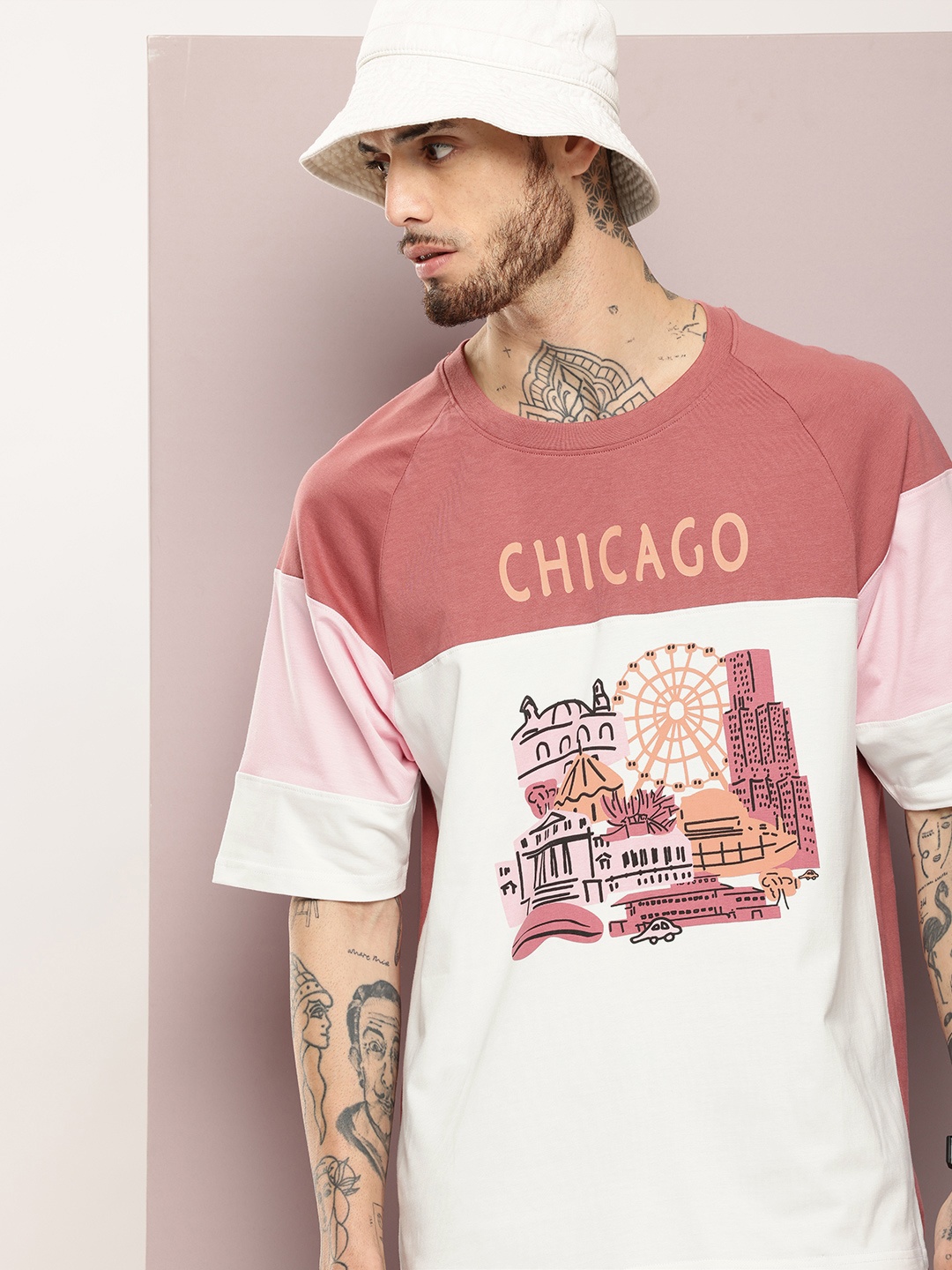 

DILLINGER Men Graphic Printed Oversized T-shirt, Off white
