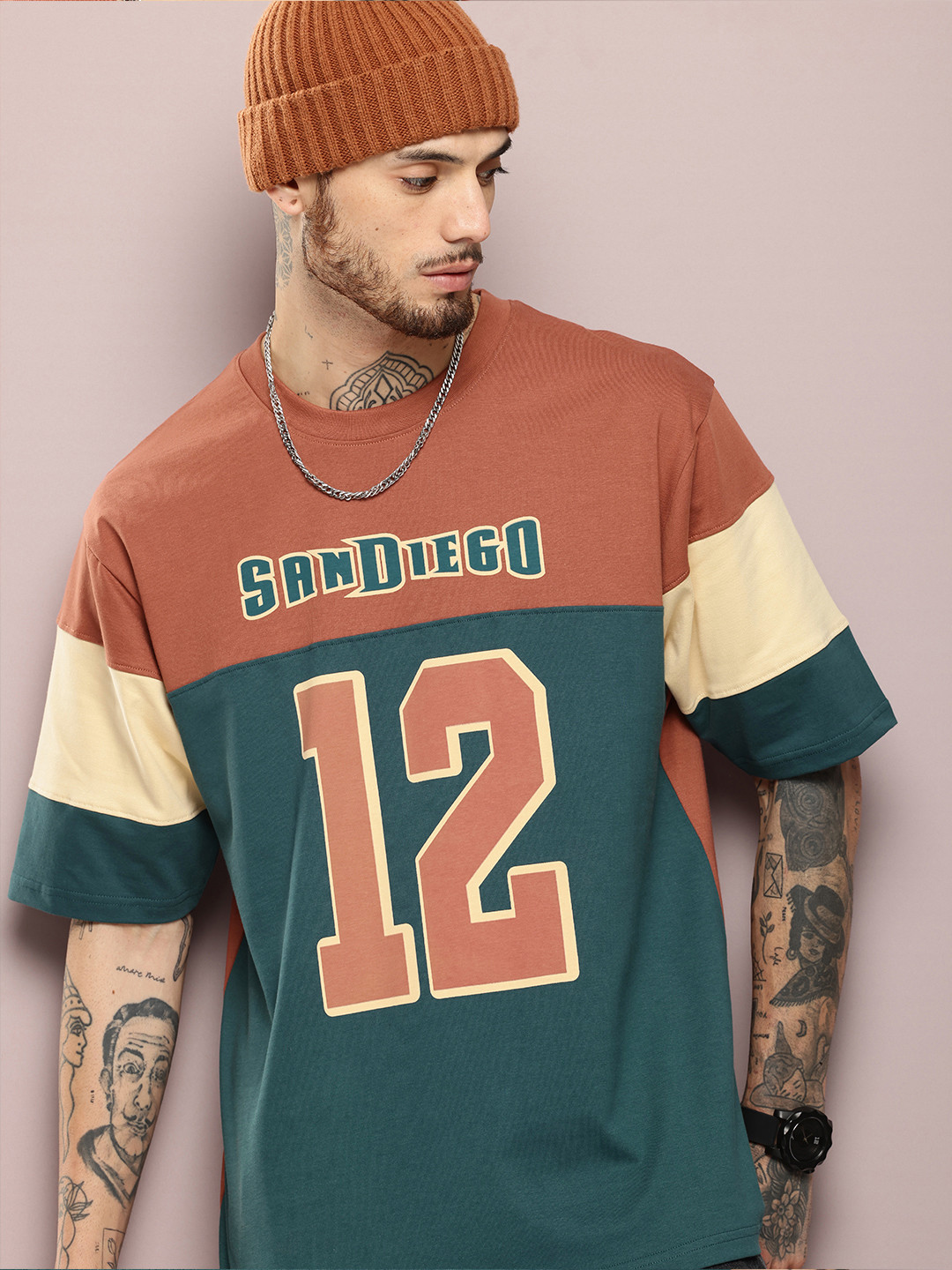 

DILLINGER Men Typography Printed Oversized T-shirt, Green