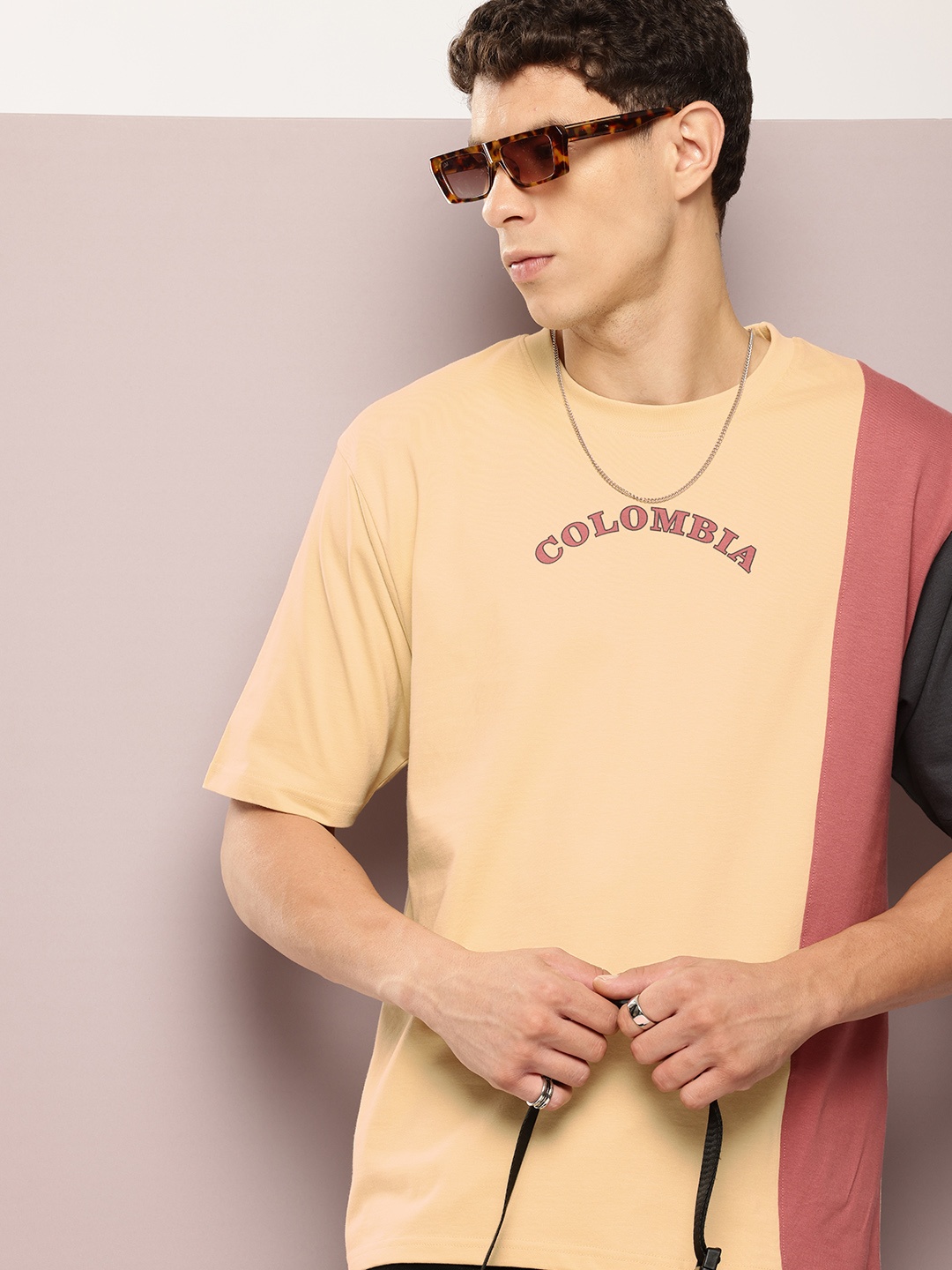 

DILLINGER Men Typography Printed Oversized T-shirt, Beige