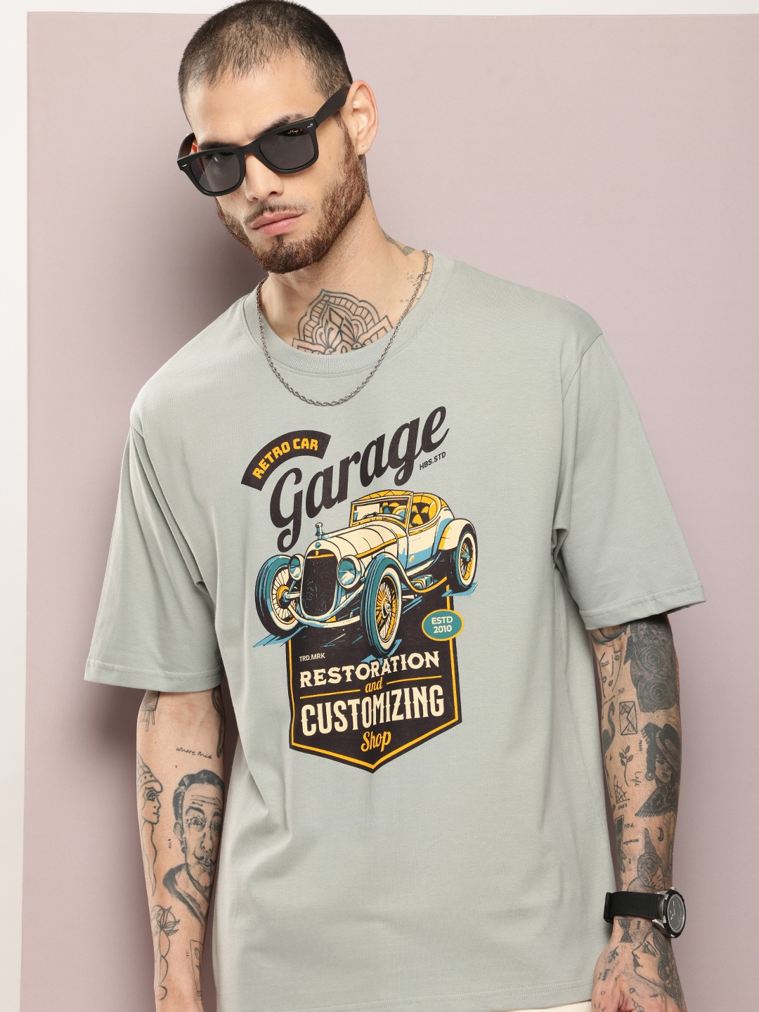

DILLINGER Men Graphic Printed Oversized T-shirt, Grey