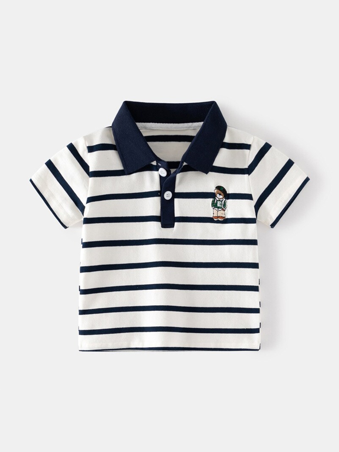 

StyleCast Boys Striped Polo Neck Tshirt, White