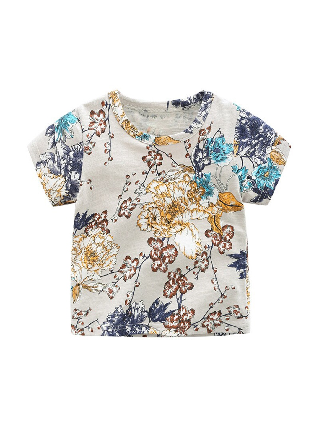 

StyleCast Boys Floral Printed Round Neck Pure Cotton Tshirt, Beige