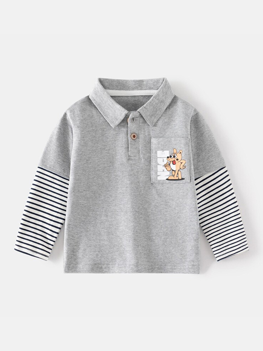 

StyleCast Boys Polo Collar Long Sleeves Tshirt, Grey