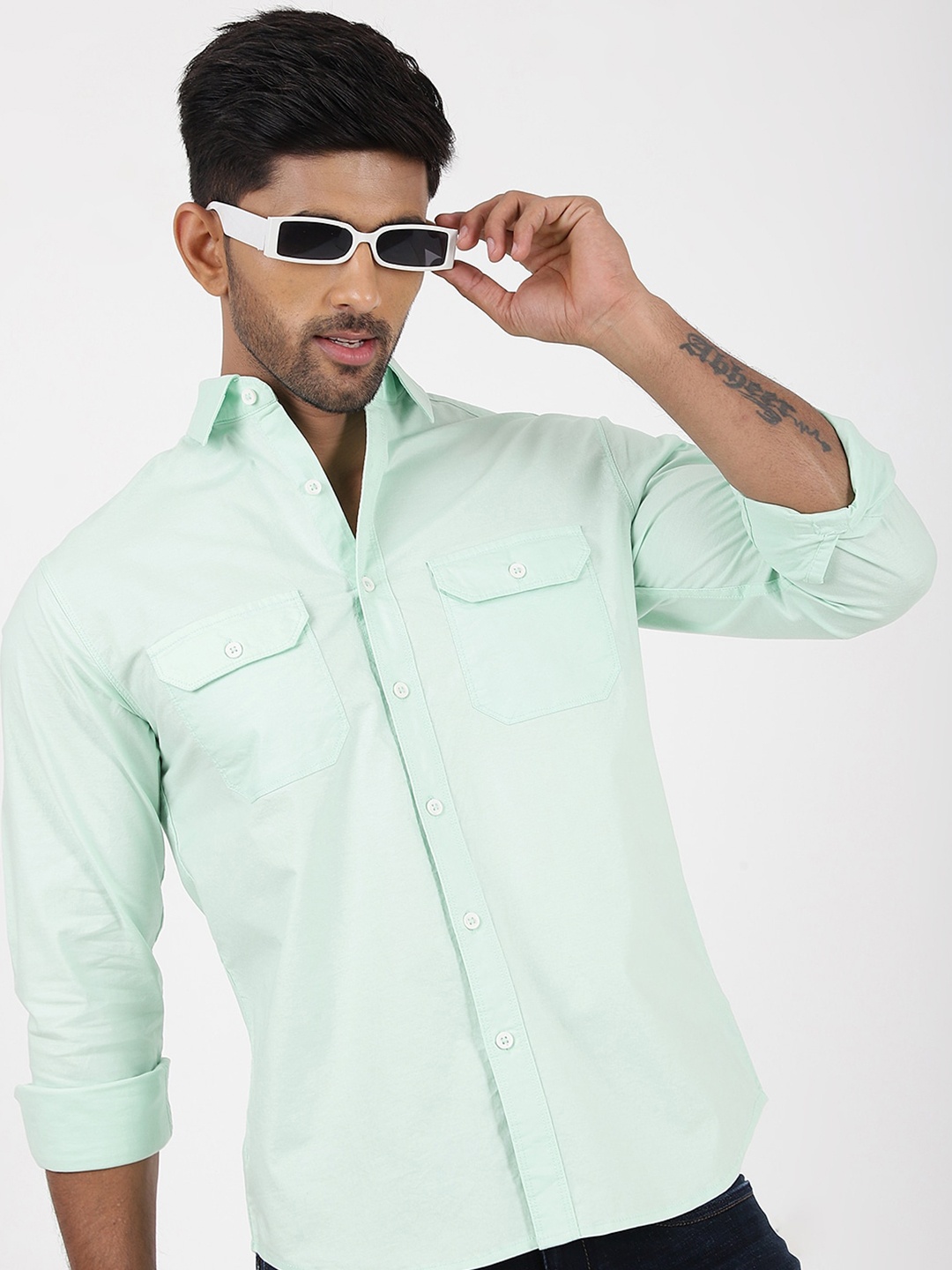 

Greenfibre Slim Fit Cotton Casual Shirt, Green