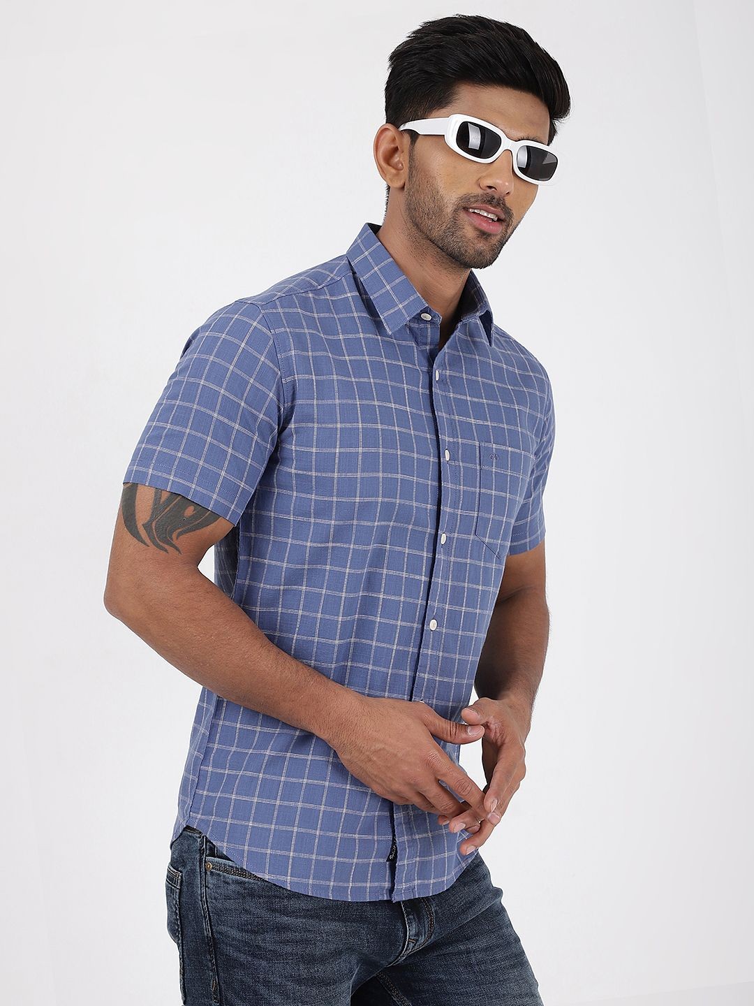 

JADE BLUE Slim Fit Checked Cotton Casual Shirt