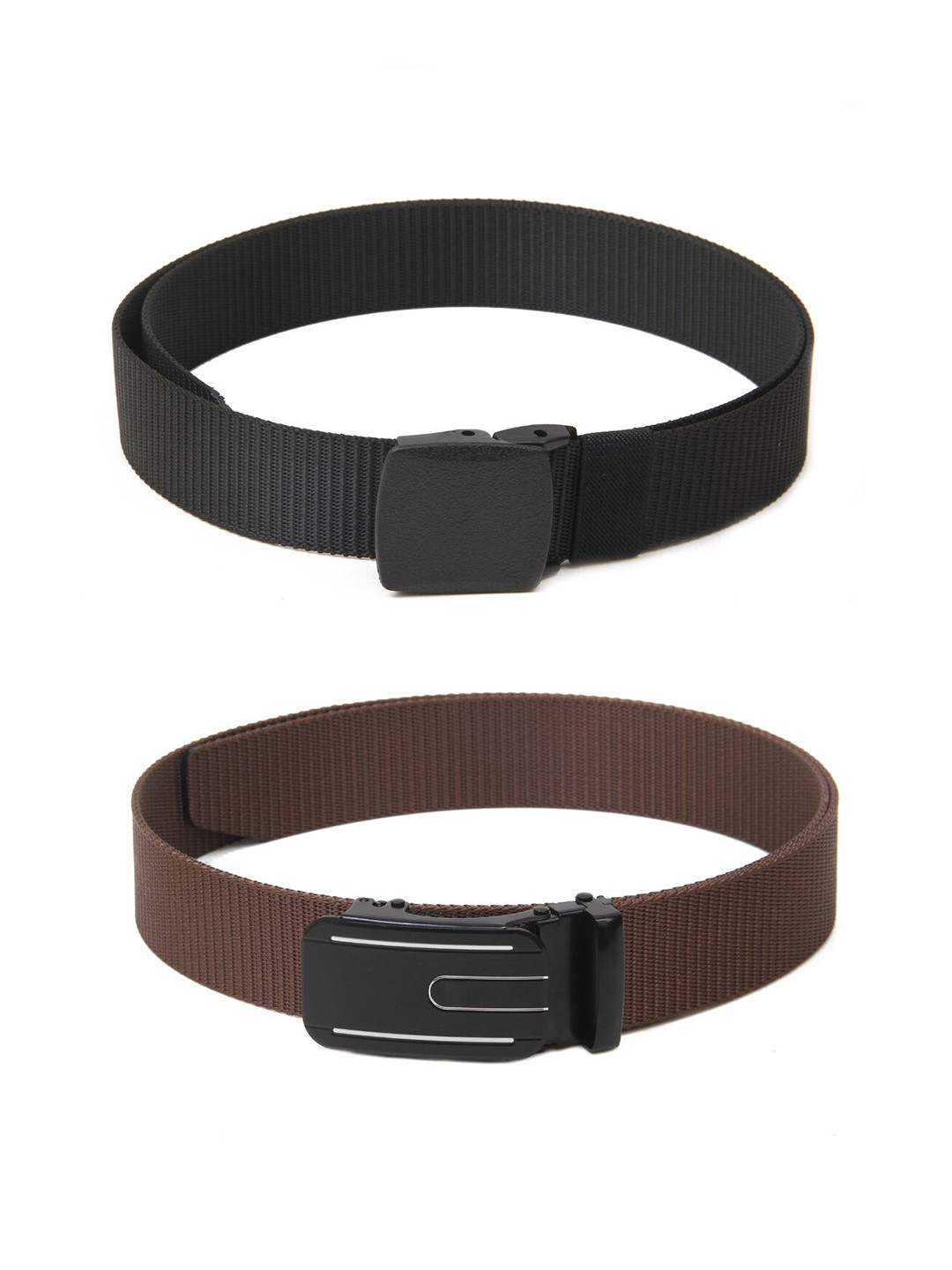 

Calvadoss Women Set Of 2 Textured Belts, Black
