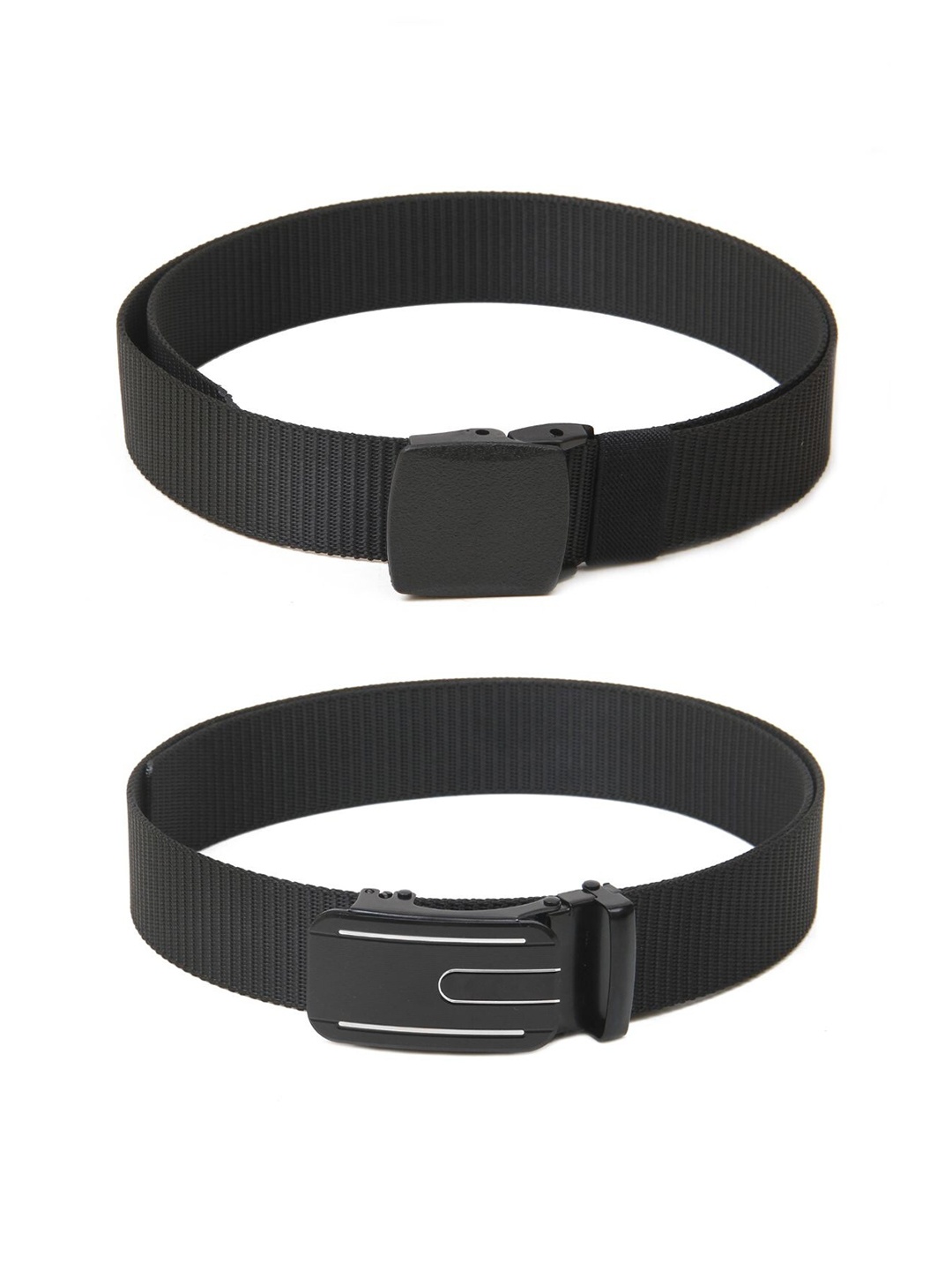 

Calvadoss Women Set Of 2 Textured Belts, Black