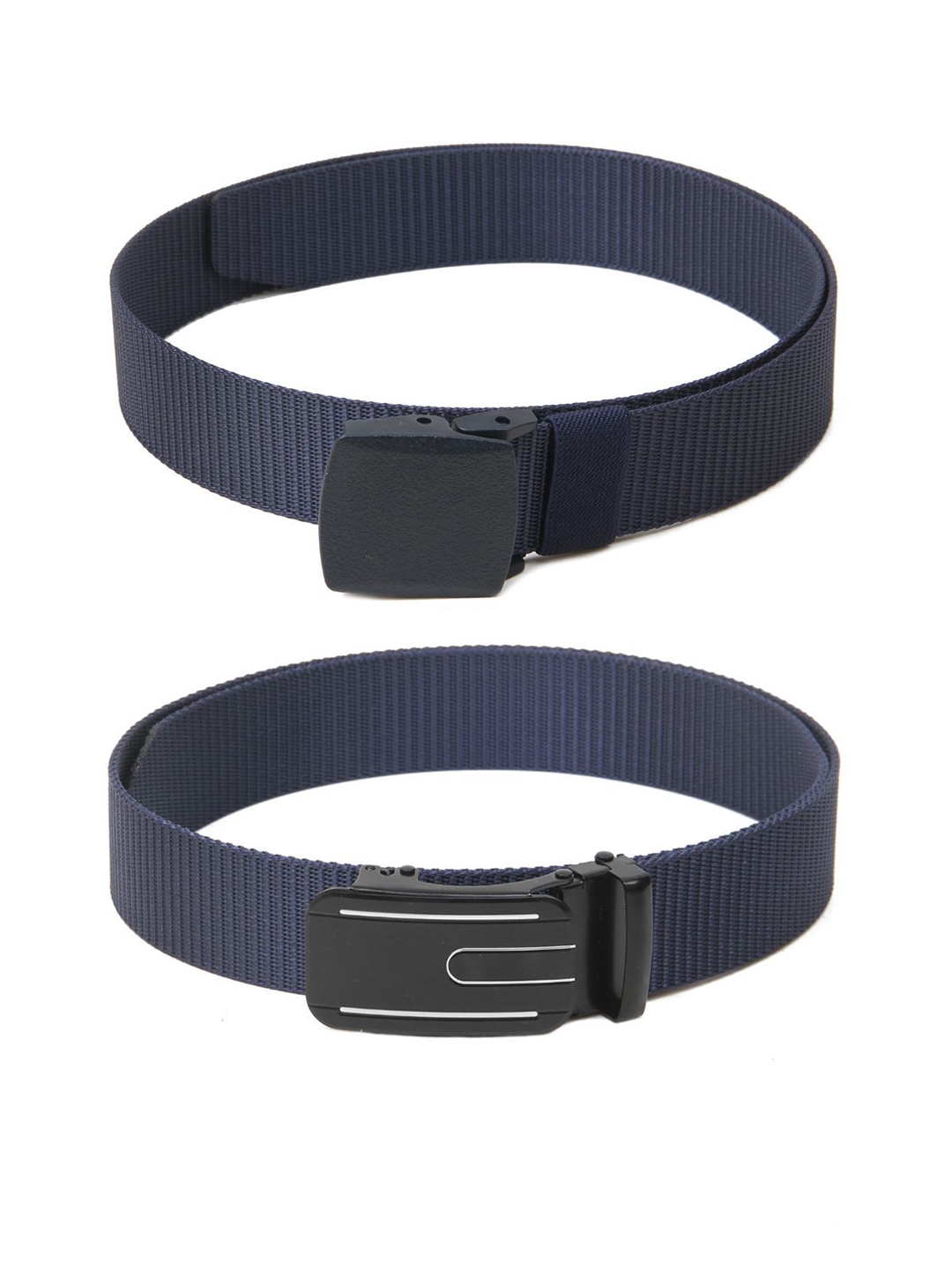 

Calvadoss Women Set Of 2 Textured Belts, Navy blue