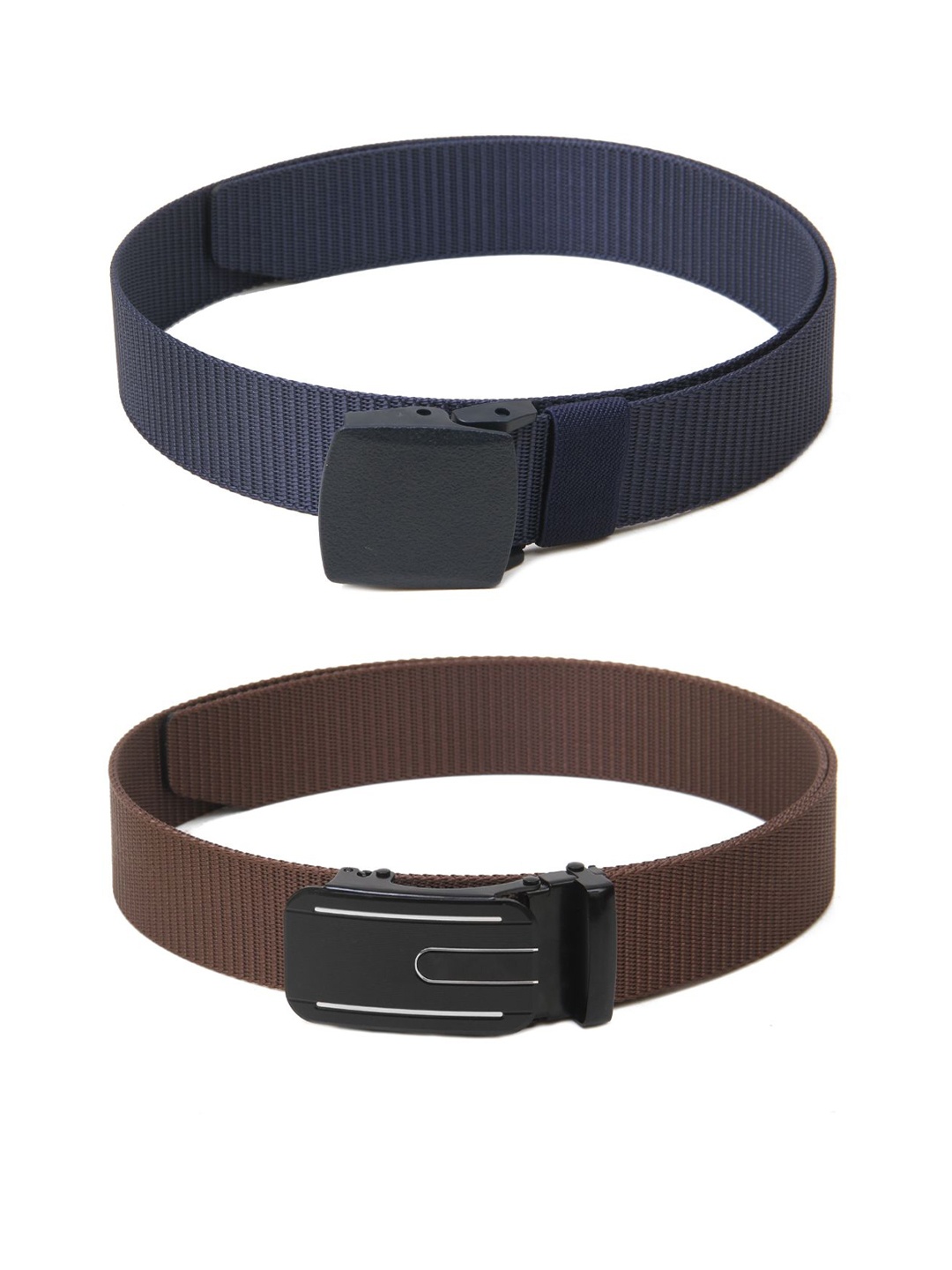 

Calvadoss Women Set Of 2 Textured Belts, Navy blue