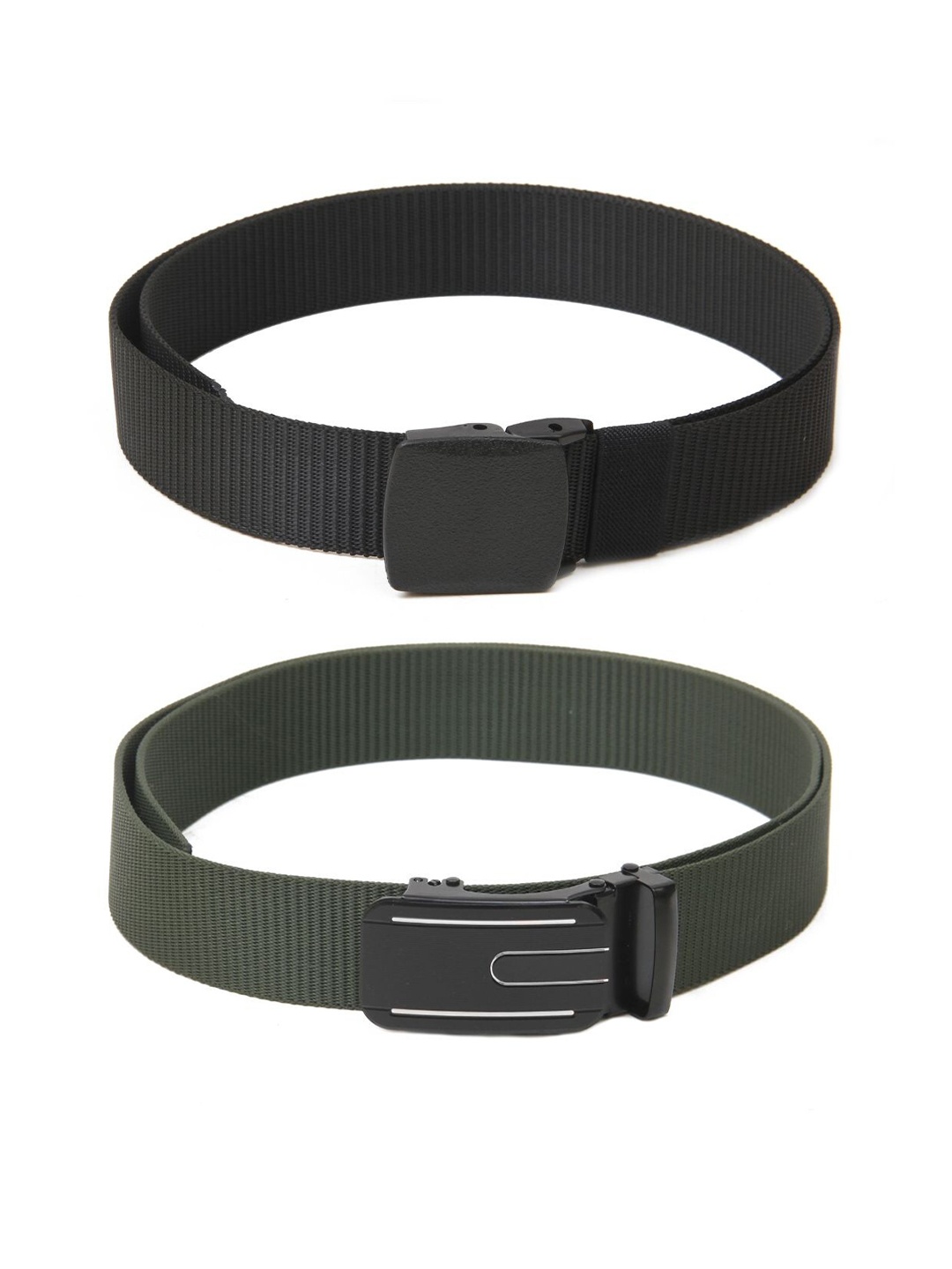 

Calvadoss Women Set Of 2 Textured Belts, Black