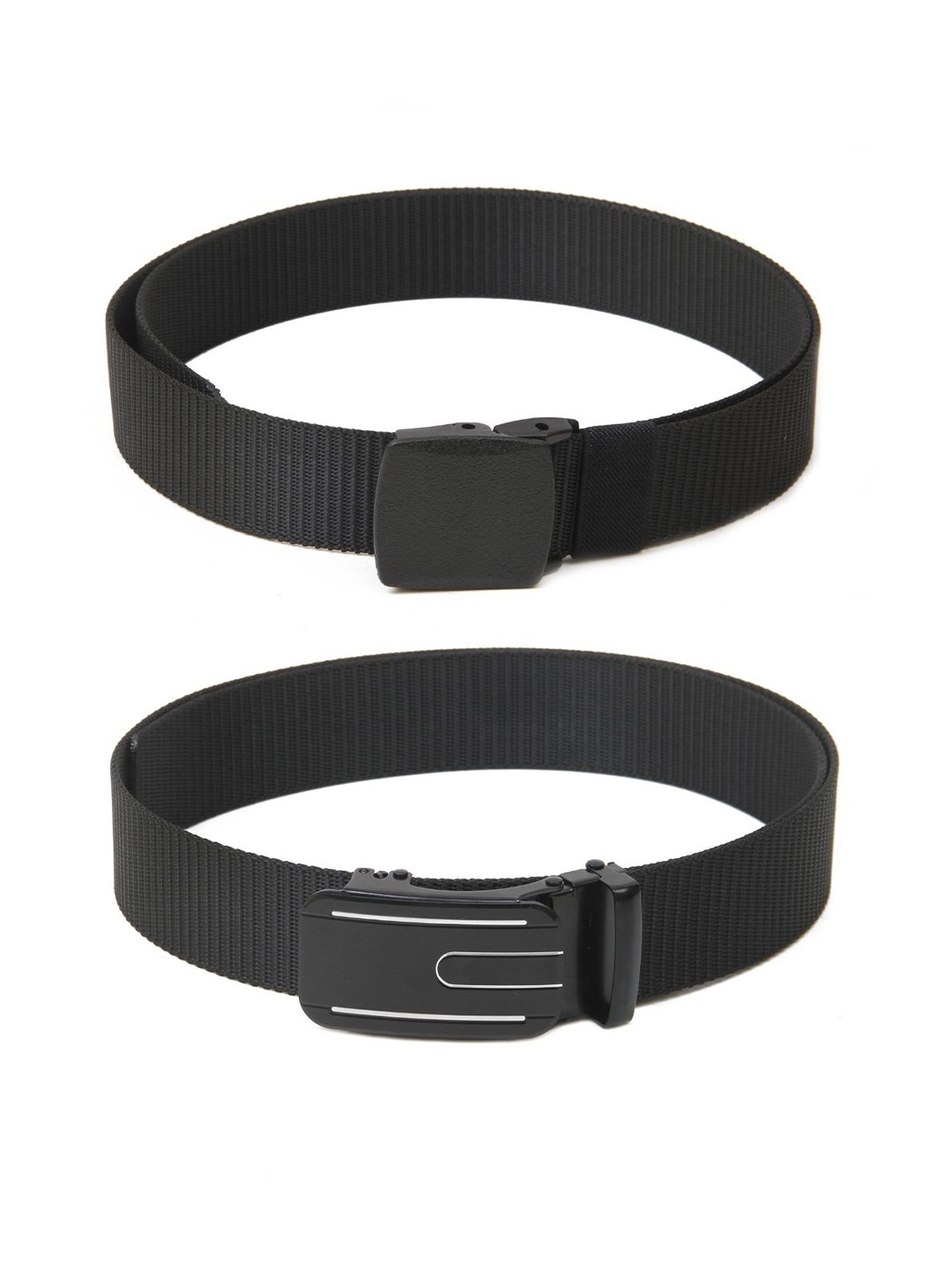 

Calvadoss Boys Set Of 2 Textured Canvas Belts, Black