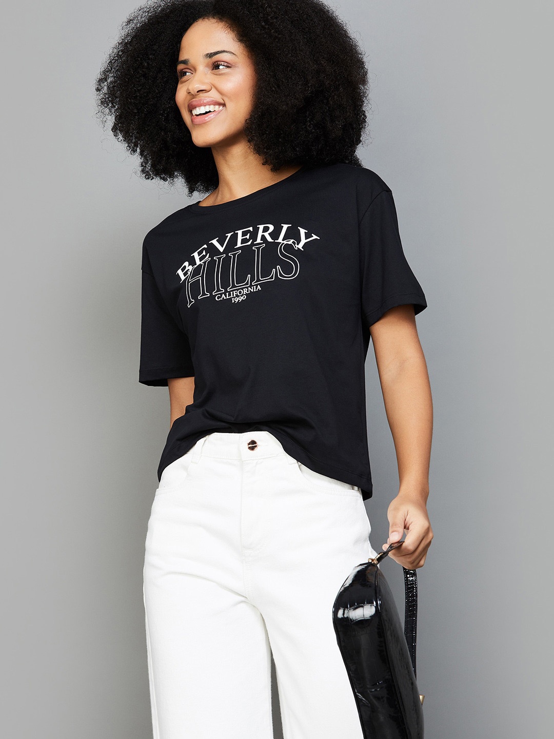 

Fame Forever by Lifestyle Typogrraphy Print Pure Cotton Tshirt, Black