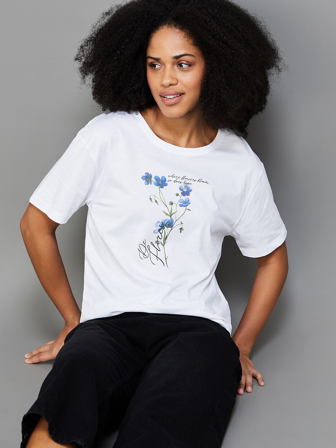 

Fame Forever by Lifestyle Typography Print Cotton Tshirt, White