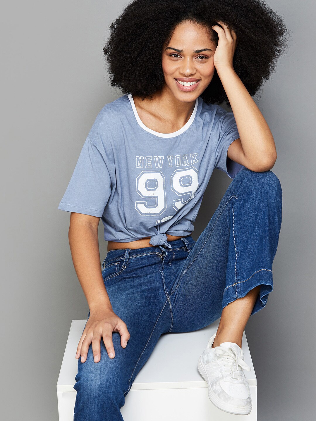 

Fame Forever by Lifestyle Typography Printed Pure Cotton Tshirt, Blue