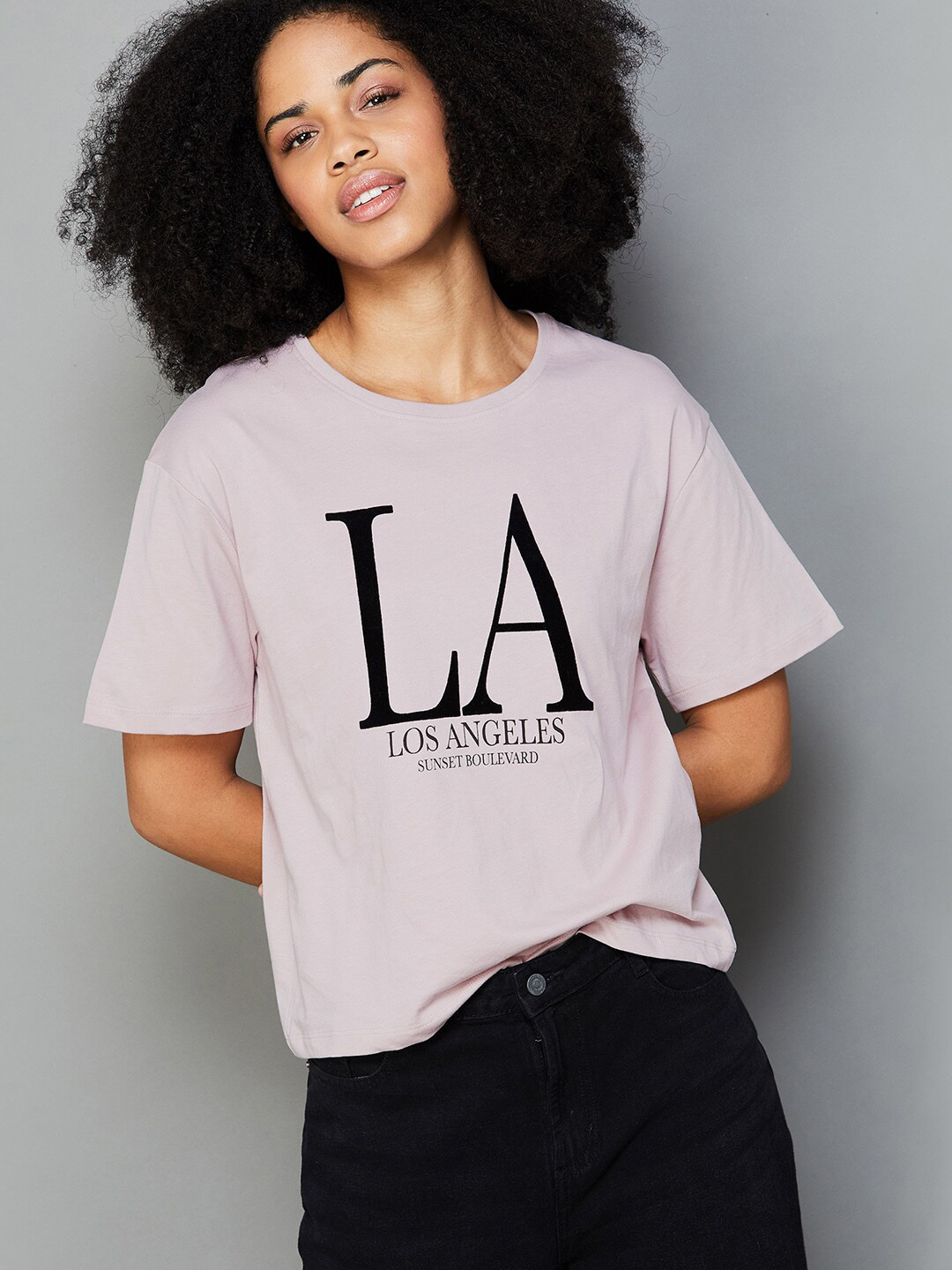 

Fame Forever by Lifestyle Typography Printed Pure Cotton Tshirt, Mauve