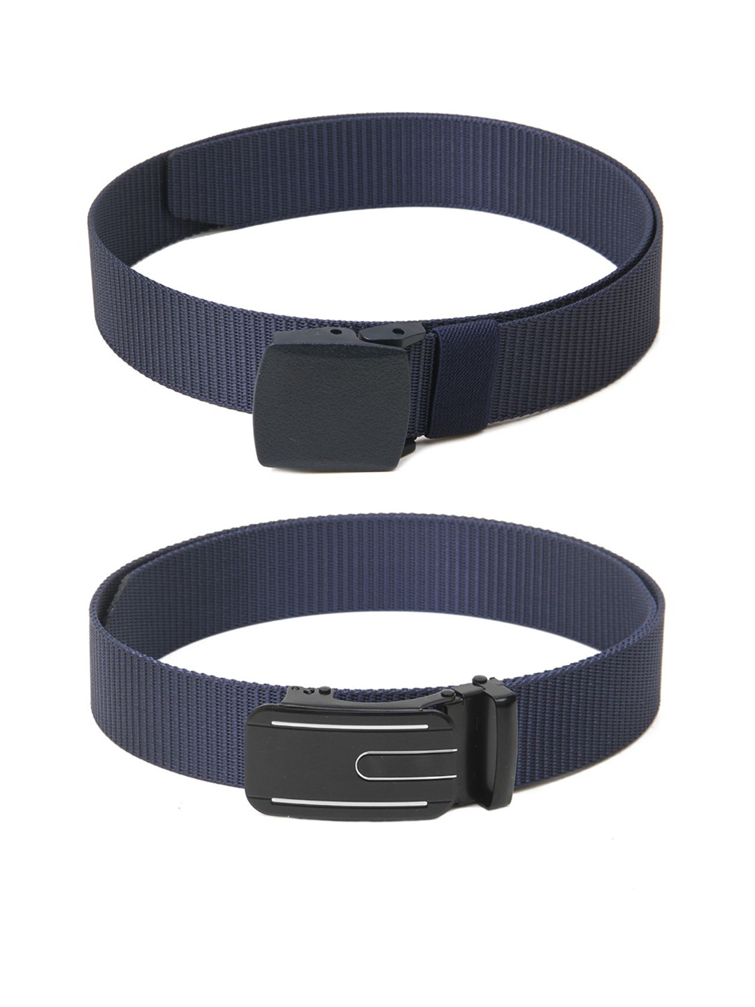 

Calvadoss Men Set Of 2 Textured Belts, Navy blue