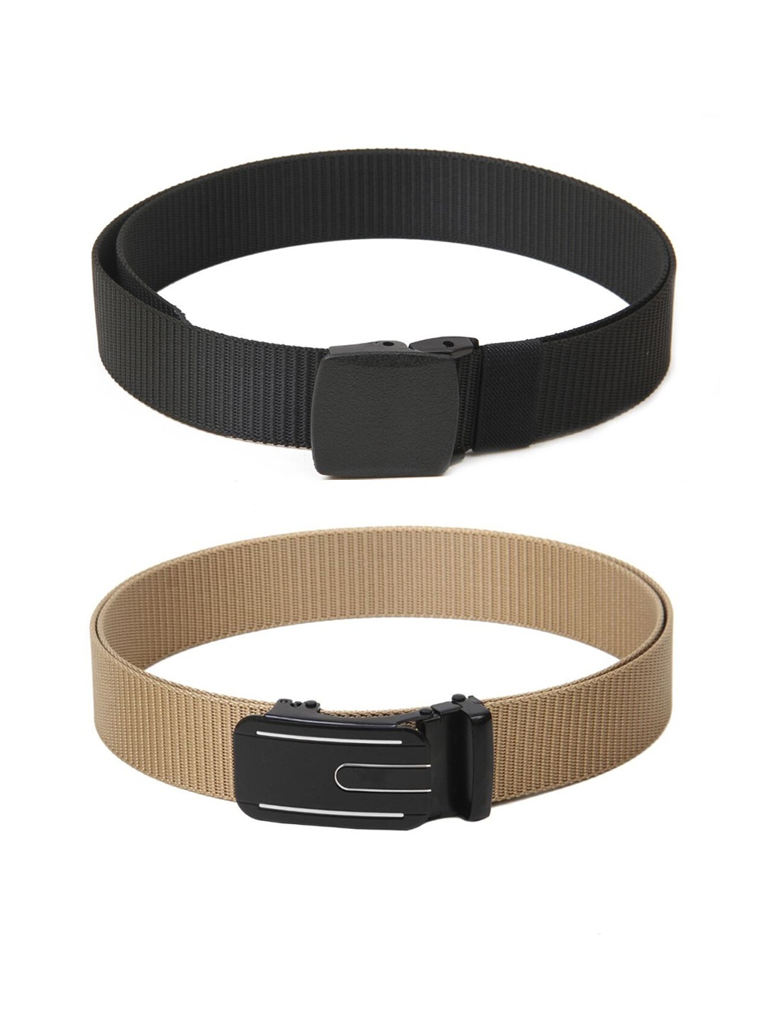 

Calvadoss Men Set Of 2 Textured Belts, Black