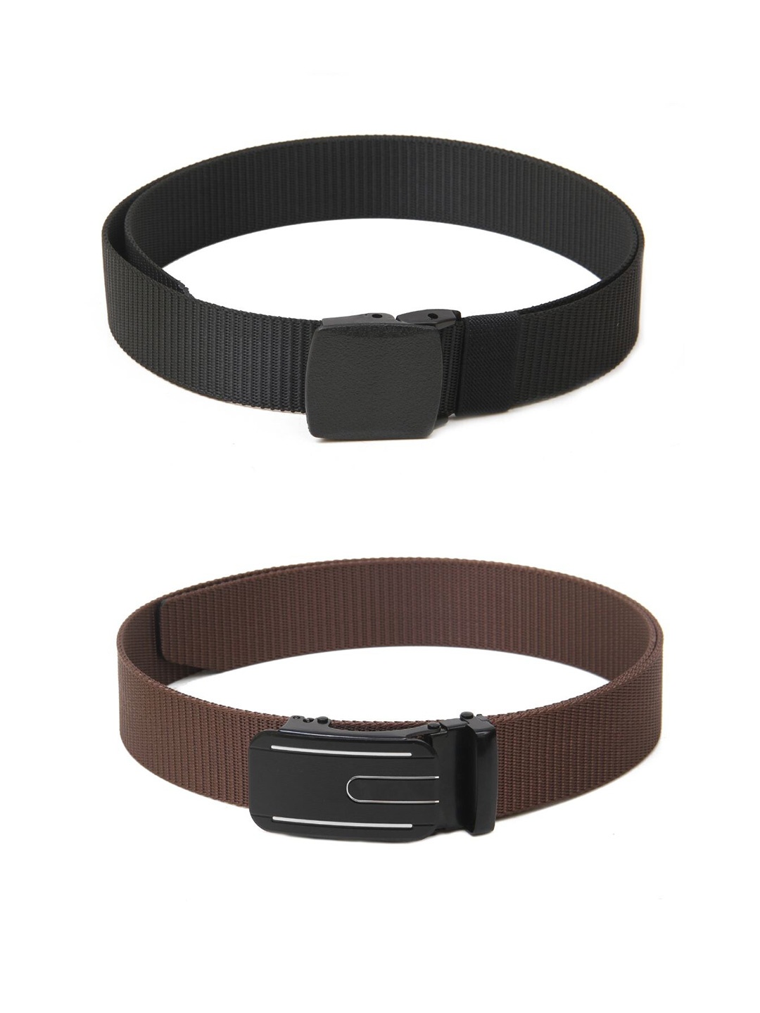 

Calvadoss Men Set Of 2 Textured Canvas Belt, Black