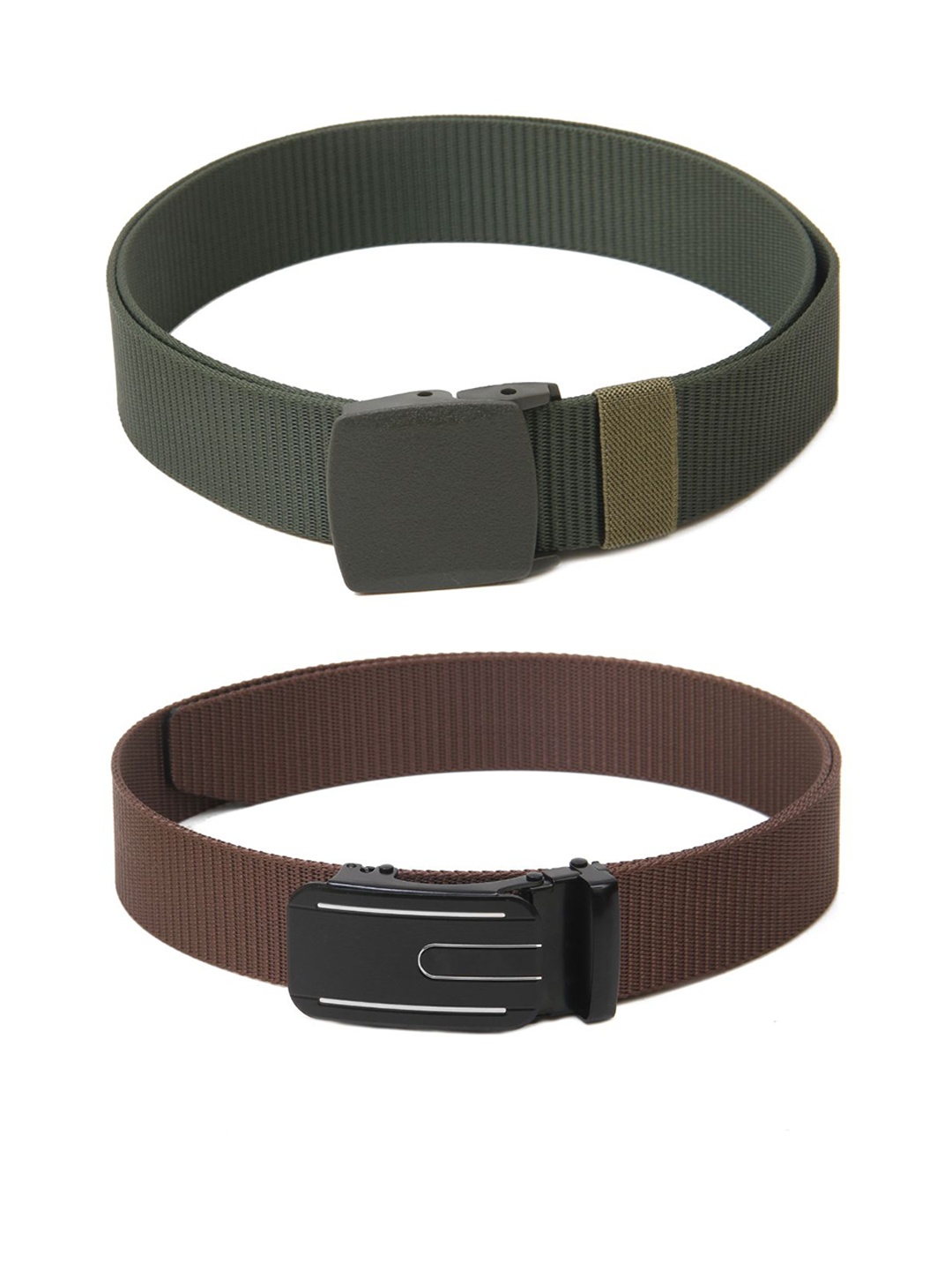 

Calvadoss Men Set Of 2 Textured Belts, Green