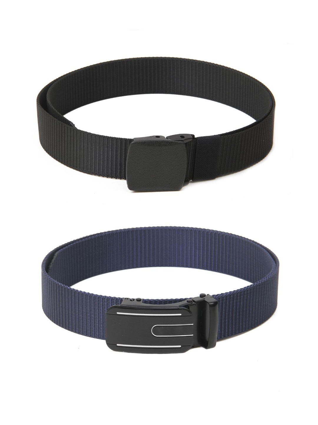 

Calvadoss Men Set Of 2 Textured Belts, Black