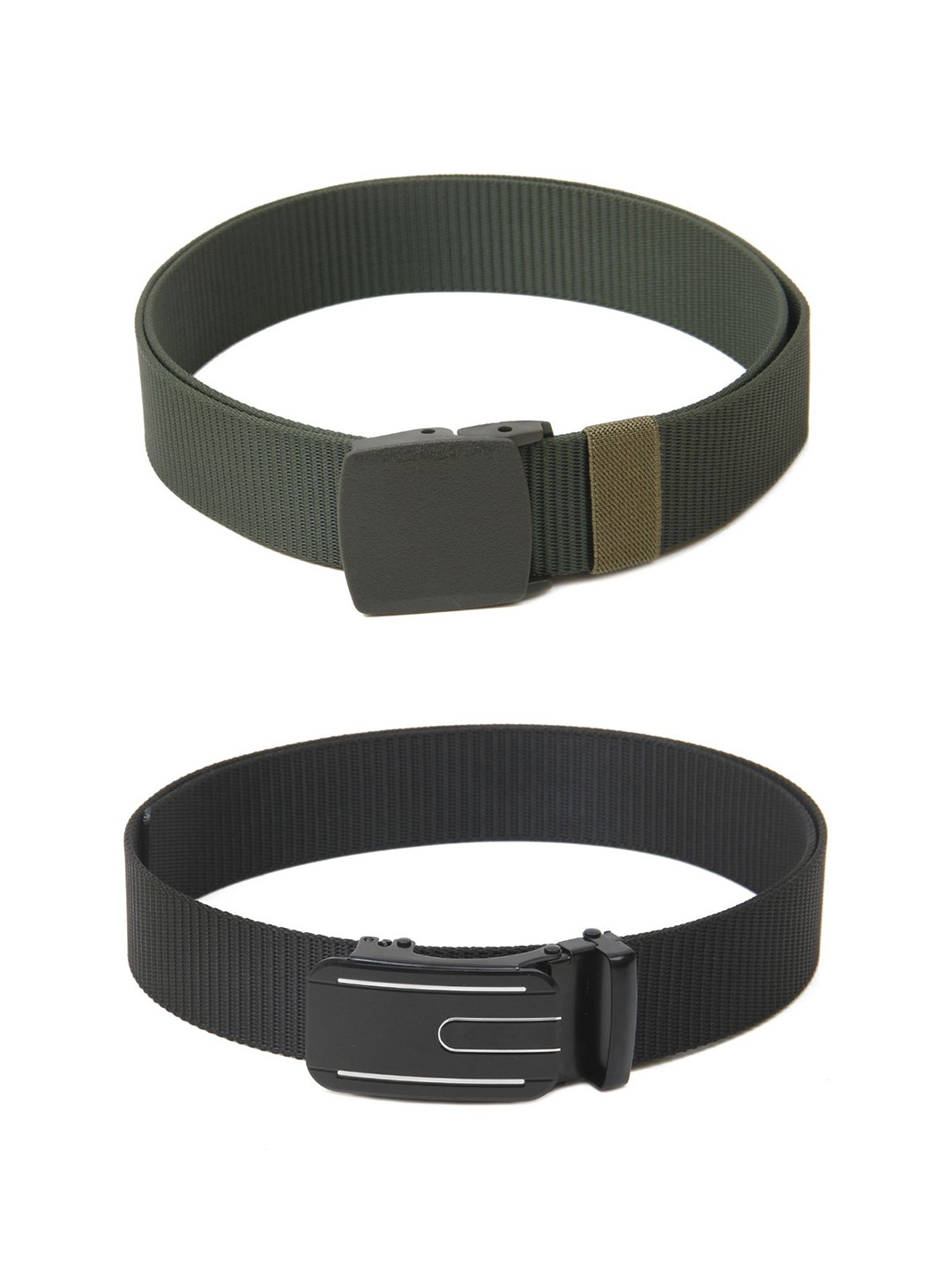 

Calvadoss Men Set Of 2 Textured Belts, Green