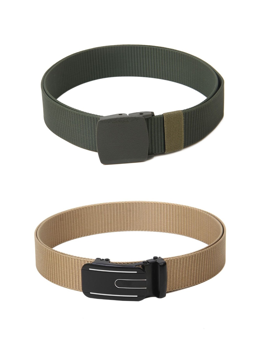 

Calvadoss Men Set Of 2 Textured Belts, Green
