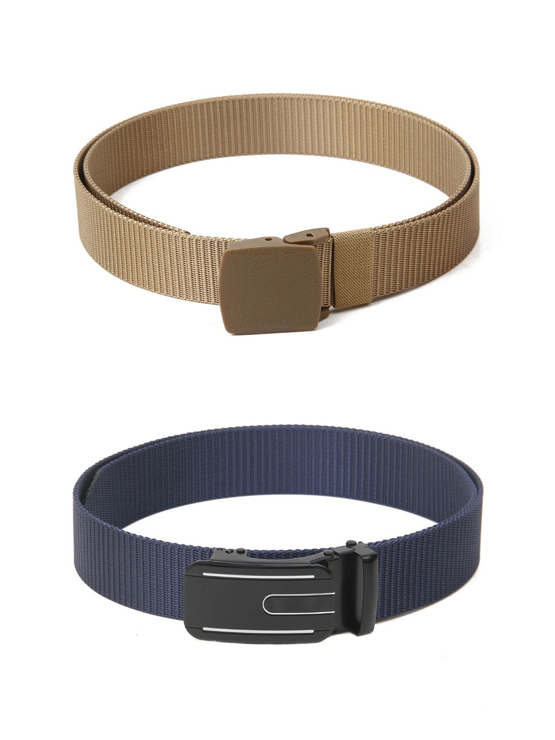 

Calvadoss Men Set Of 2 Textured Belts, Beige