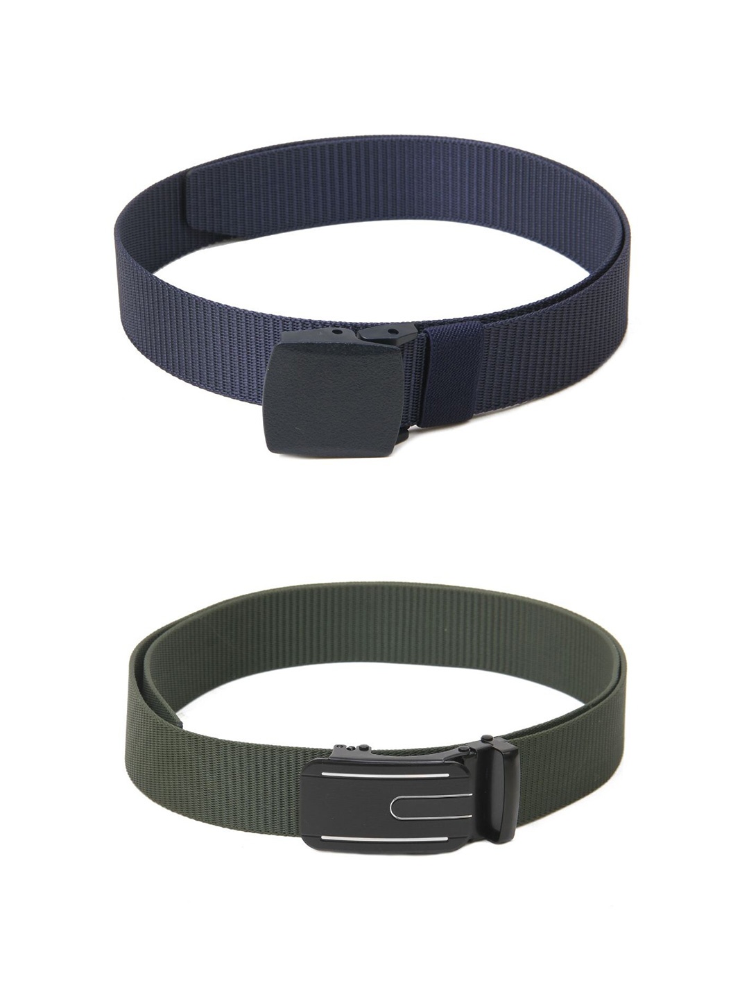 

Calvadoss Men Set Of 2 Textured Belts, Navy blue