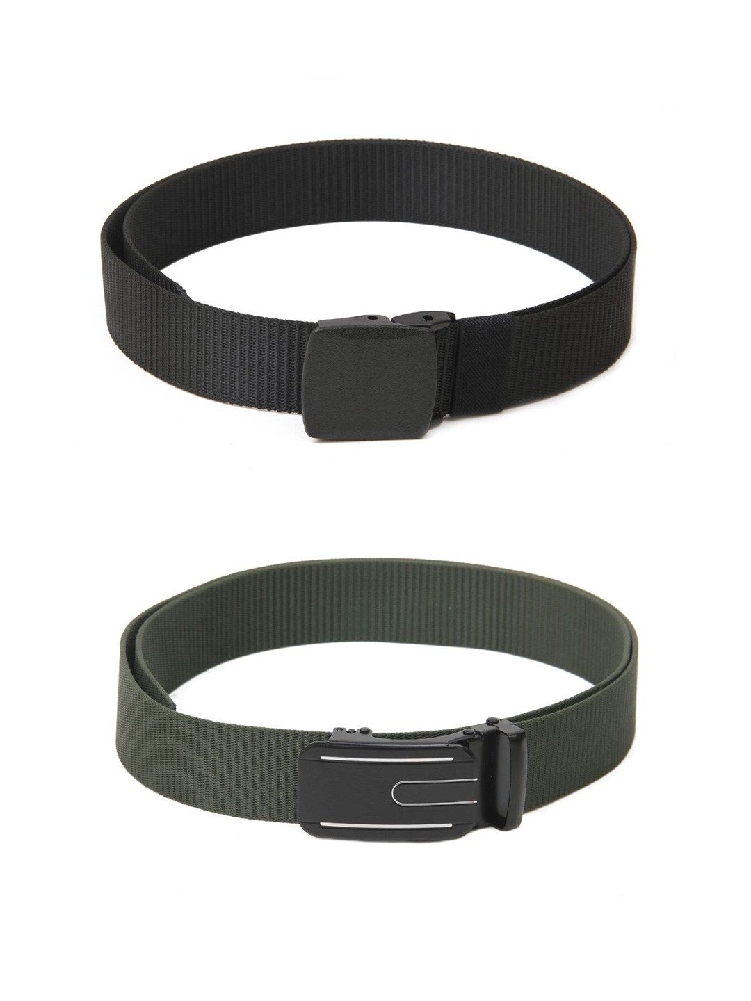 

Calvadoss Men Set Of 2 Textured Belts, Black