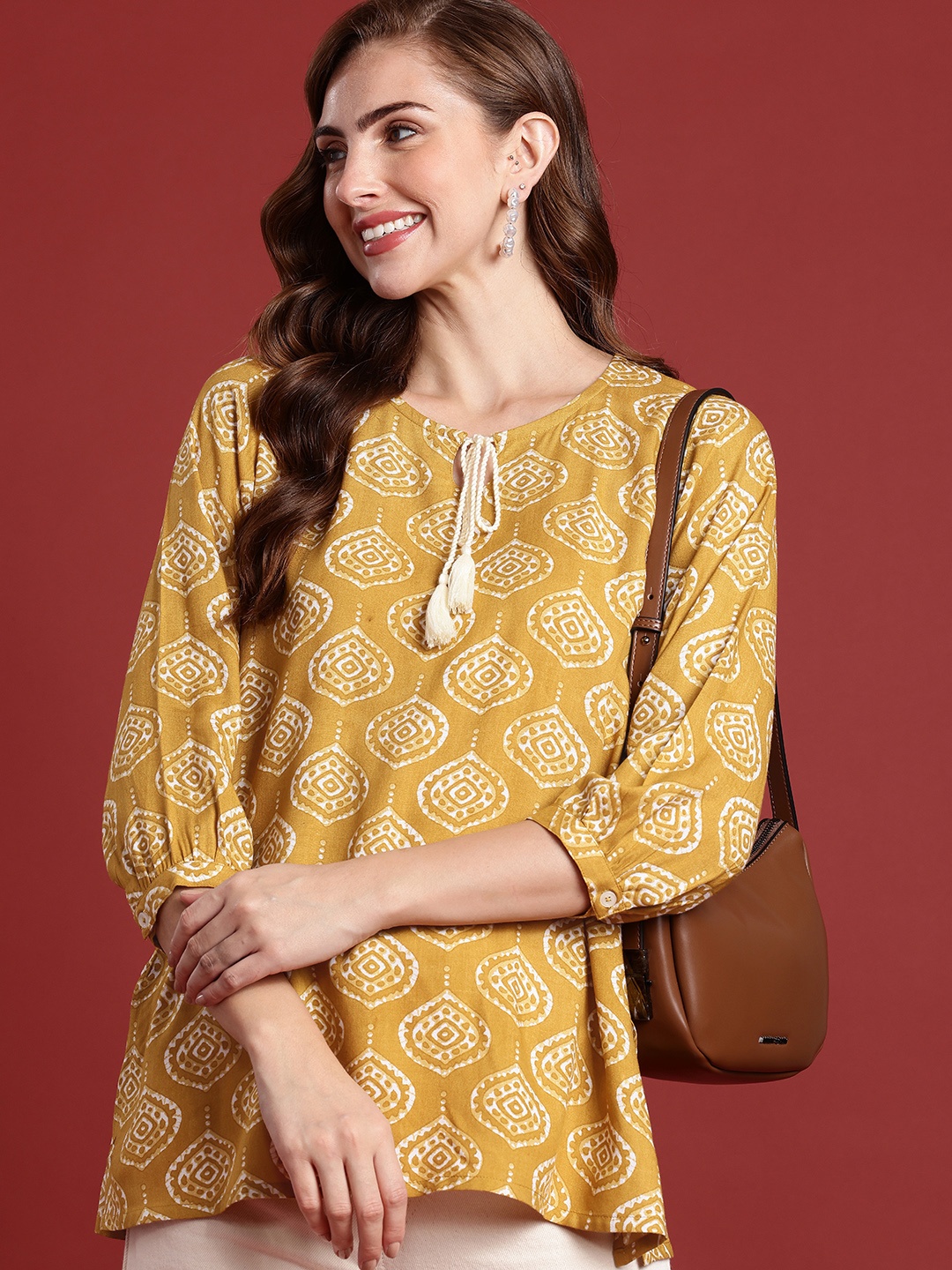 

Anouk Women Ethnic Motifs Printed Straight Kurta, Mustard