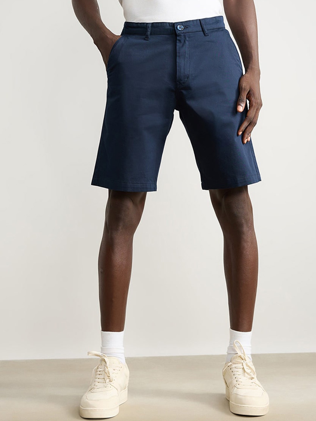 

FREAKINS Men Mid Rise Pure Cotton Shorts, Blue