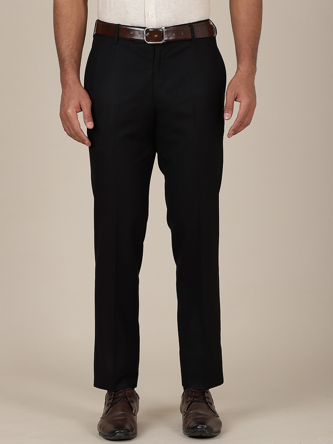 

METAL Men Slim Fit Formal Trousers, Black