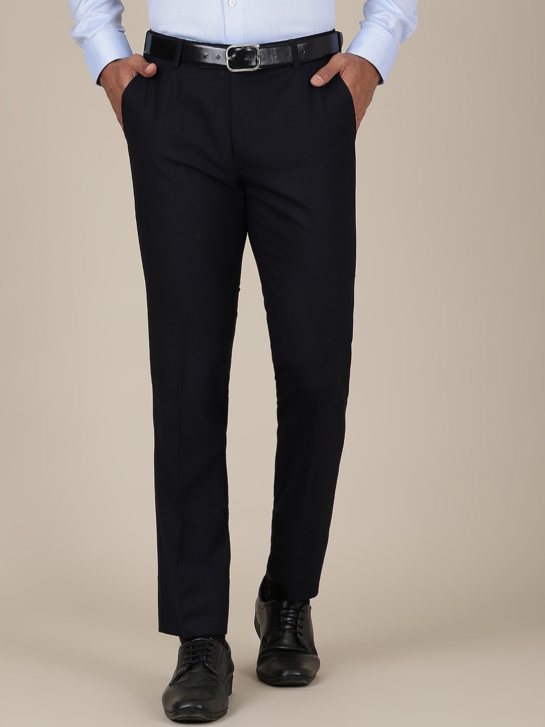 

METAL Men Slim Fit Formal Trousers, Navy blue