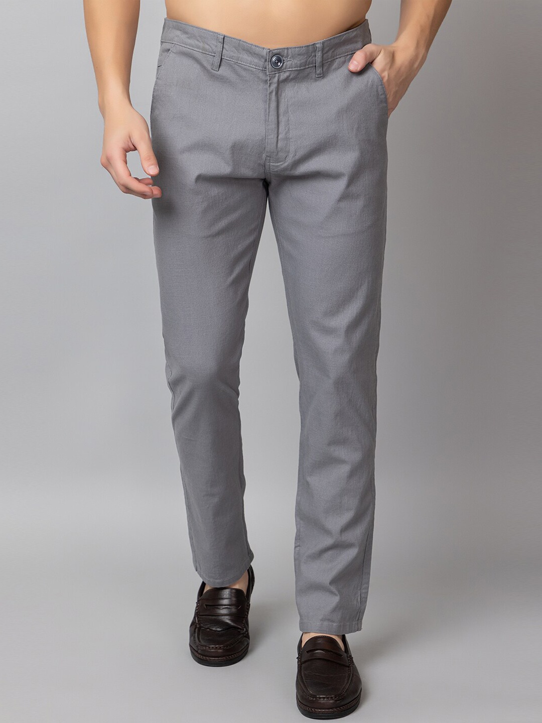 

Club York Men Mid-Rise Cotton Regular Trousers, Grey